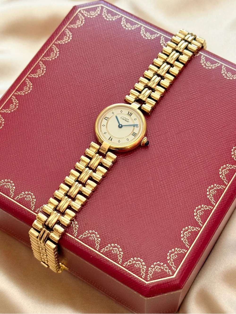 AUTHENTIC RARE VINTAGE CARTIER GOLD WATCH - WITH BOX